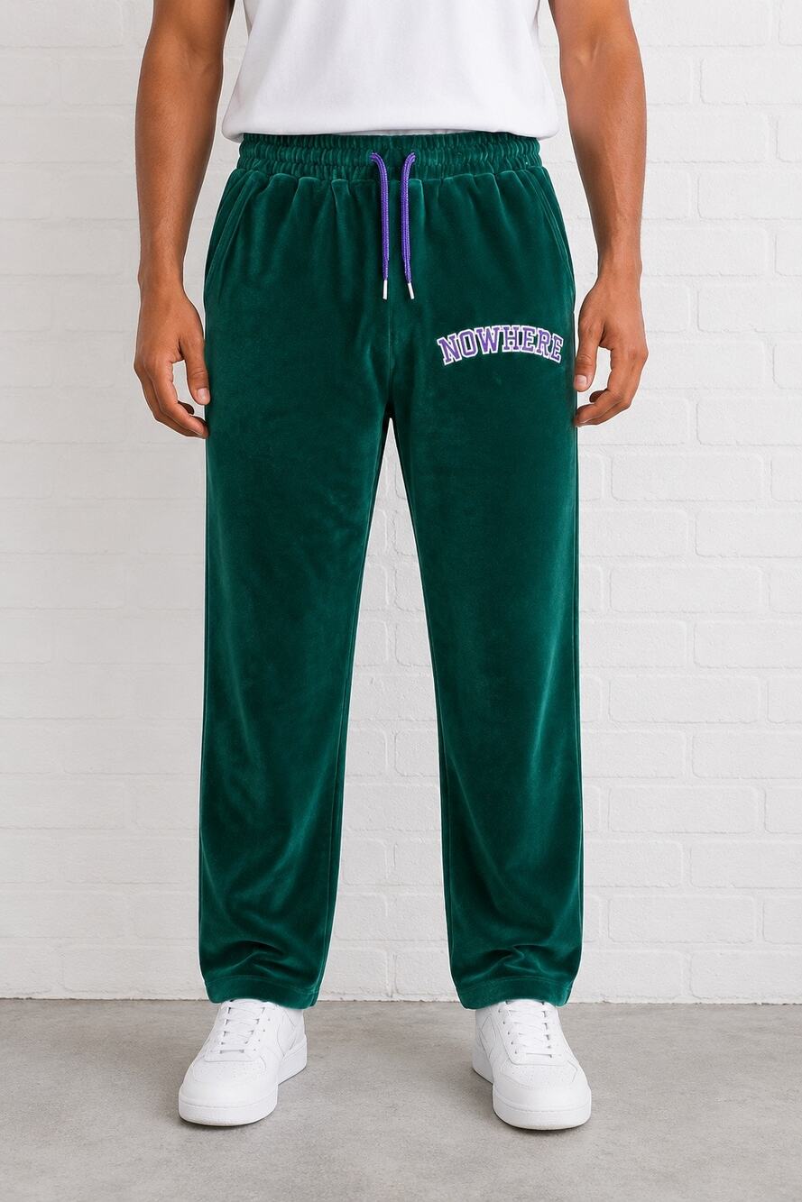 ASOS DESIGN Men’s S Green Velour Jogger Pants NOWHERE Drawstring Cotton Blend